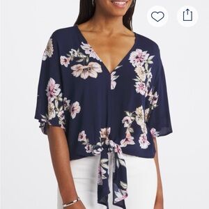Floral Tie-Front Top